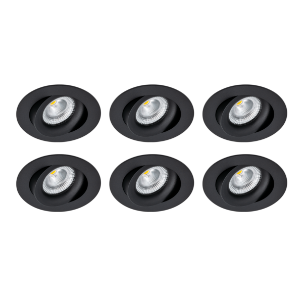 Downlightpakke med 6 sorte downlights