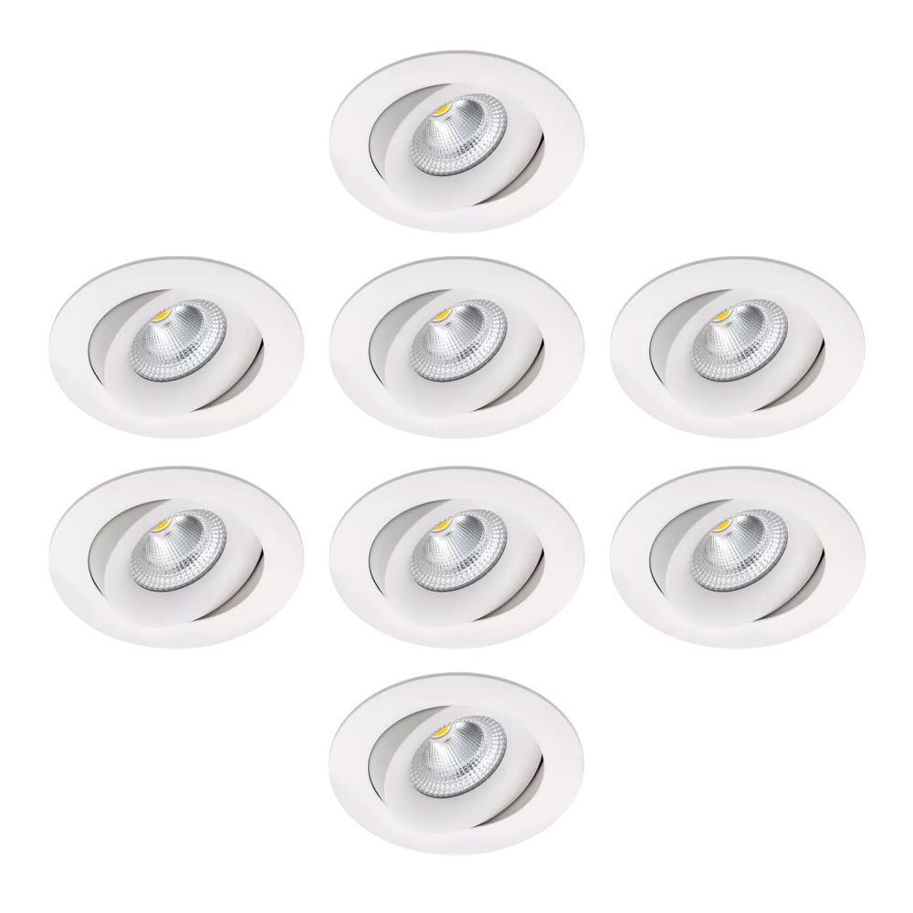 8 pakning med hvite downlights