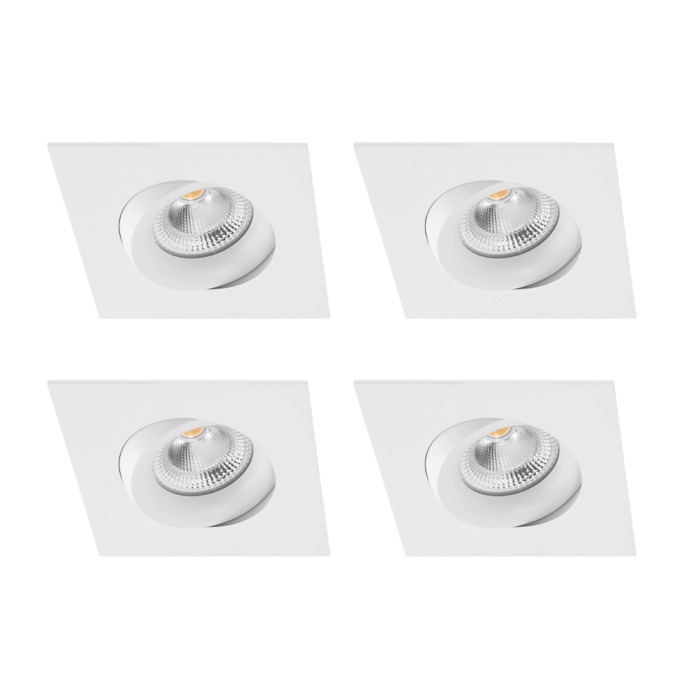 Firkantet downlight hvit 4-pakning