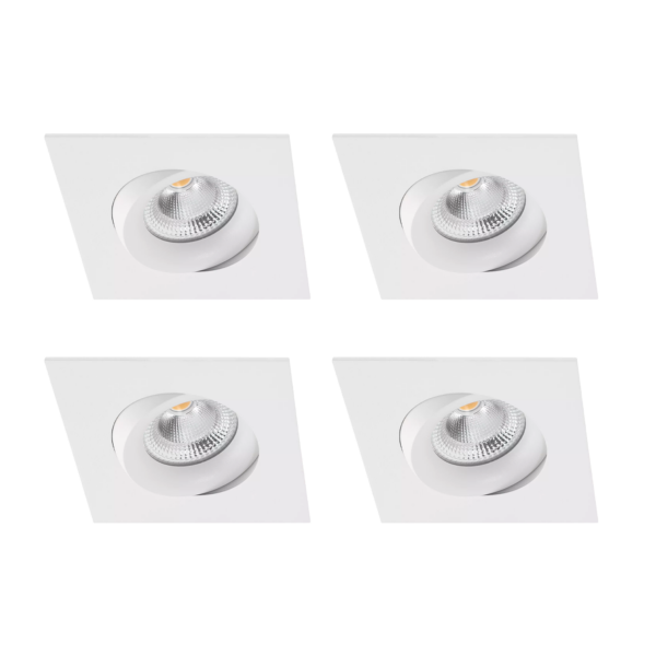 Firkantet downlight hvit 4-pakning