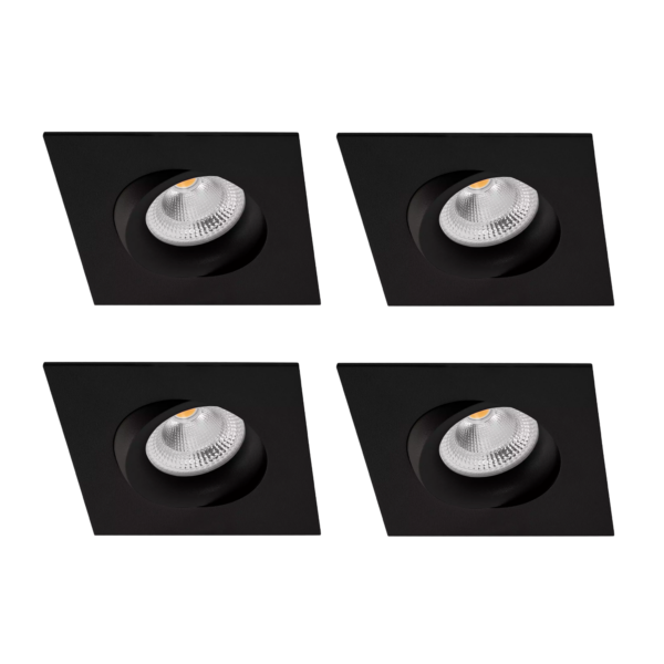 4-pakning sort firkantet downlight