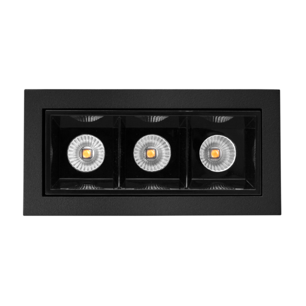 Cold 3 rektangulær downlight, hvit/sort
