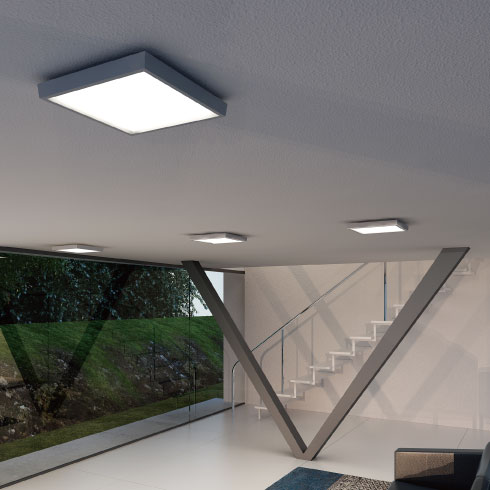 Ancha firkantet utelampe tak, mørk grå