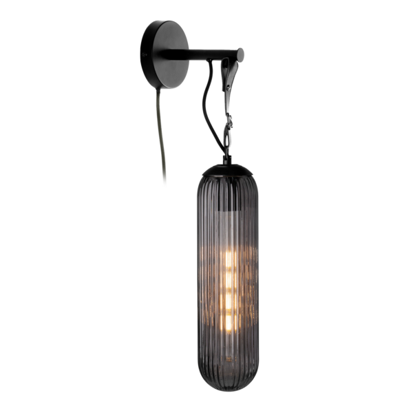 Tubus vegglampe, røkt glass