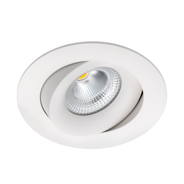 Tigrus tiltbar downlight IsoSafe IP44, hvit/sort