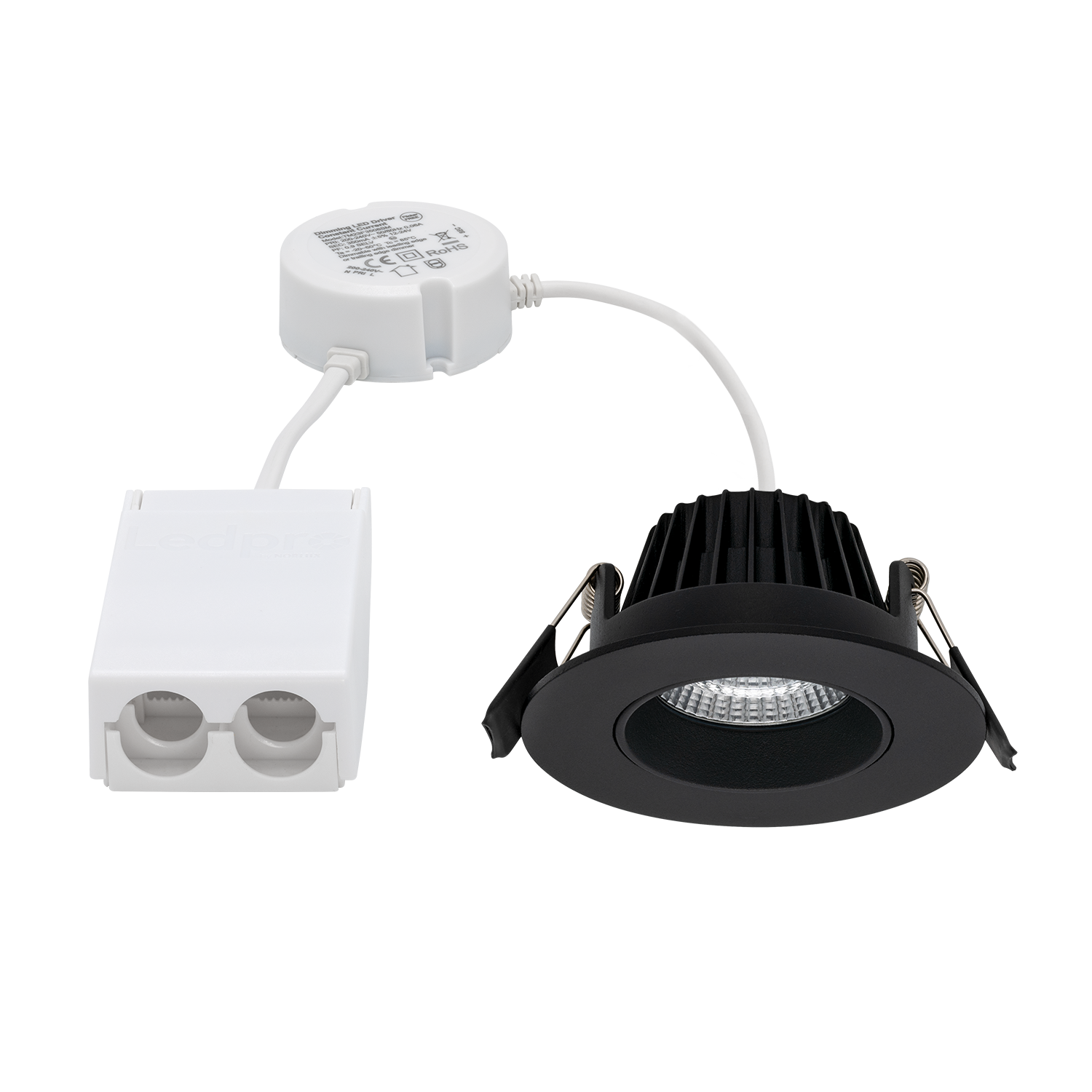 Icarus LED downlight med driver, sort