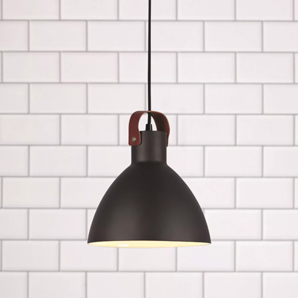 Eagle S hengelampe med skinn, sort