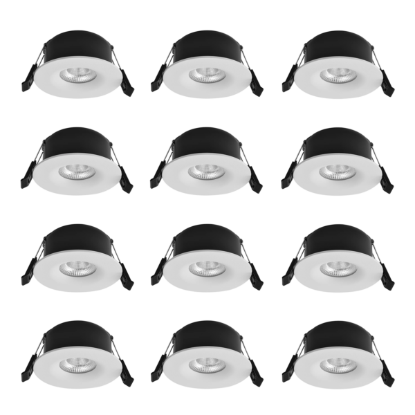 Tigrus fast downlight IP65 ISO-safe 12-pakning, hvit