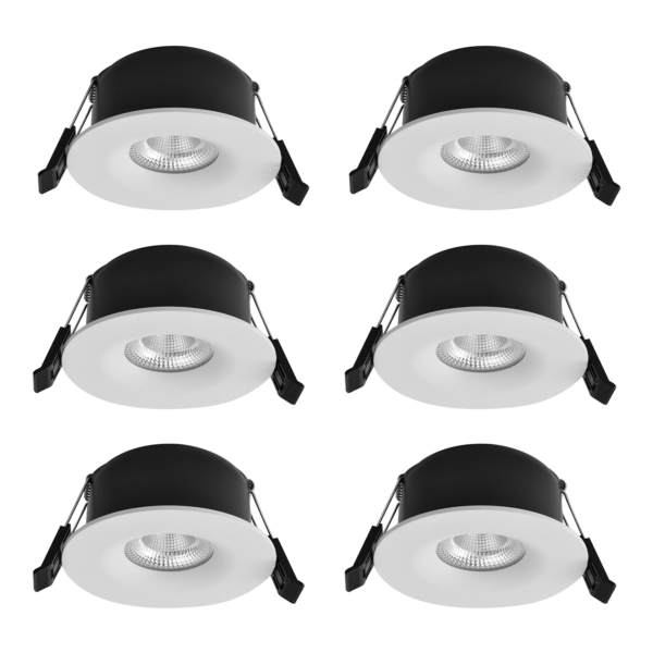 Tigrus fast downlight IP65 ISO-safe 6-pakning, hvit