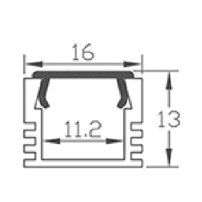 Aluminiumsprofil 16x13mm,
sort - Bilde 2