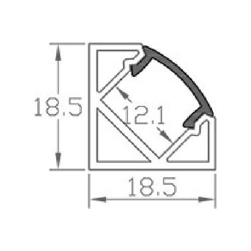 Aluminiumsprofil 18,5x18,5mm,
sort - Bilde 3