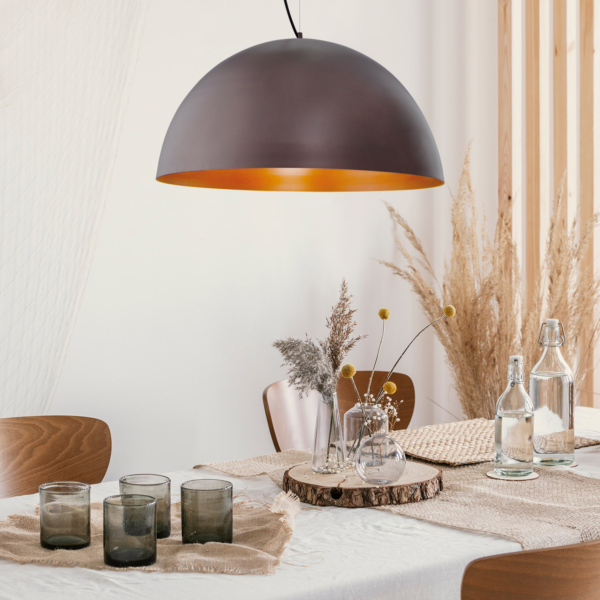 Globe takpendel, matt plomme-/gullfarget