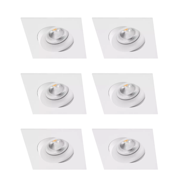 Tigrus 360° roterbar downlight IP44 D2W ISO-safe 6-pakning, hvit