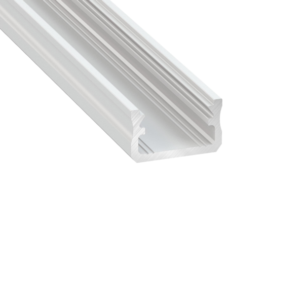 Aluminiumsprofil Type A 16x9,28mm 2,02m m/ endestykke + klipps, hvit