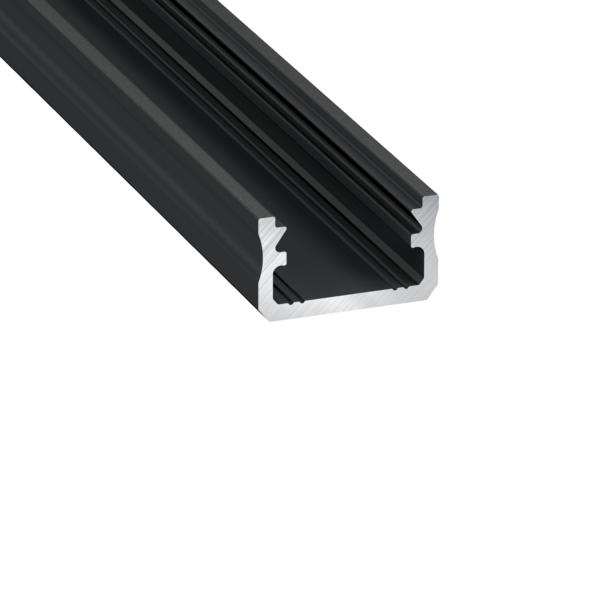Aluminiumsprofil Type A 16x9,28mm 2,02m m/ endestykke + klipps, sort