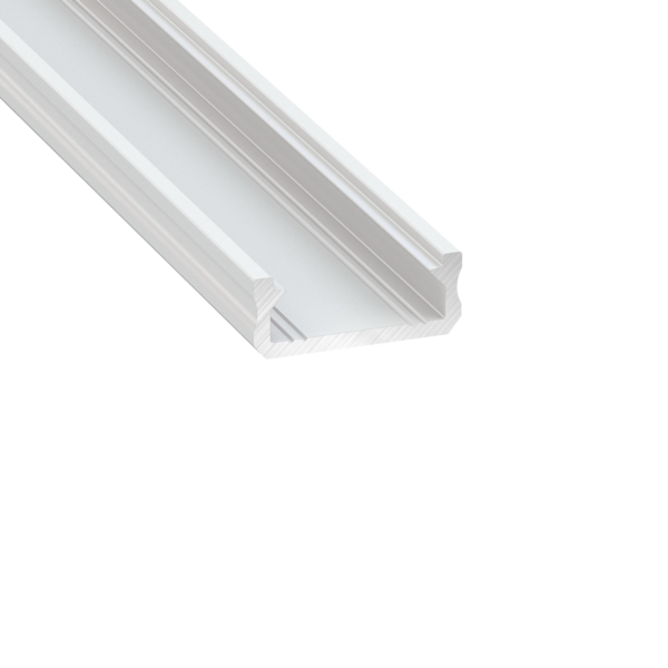 Aluminiumsprofil Type D 16x6,3mm 2,02m m/ endestykke + klipps, hvit