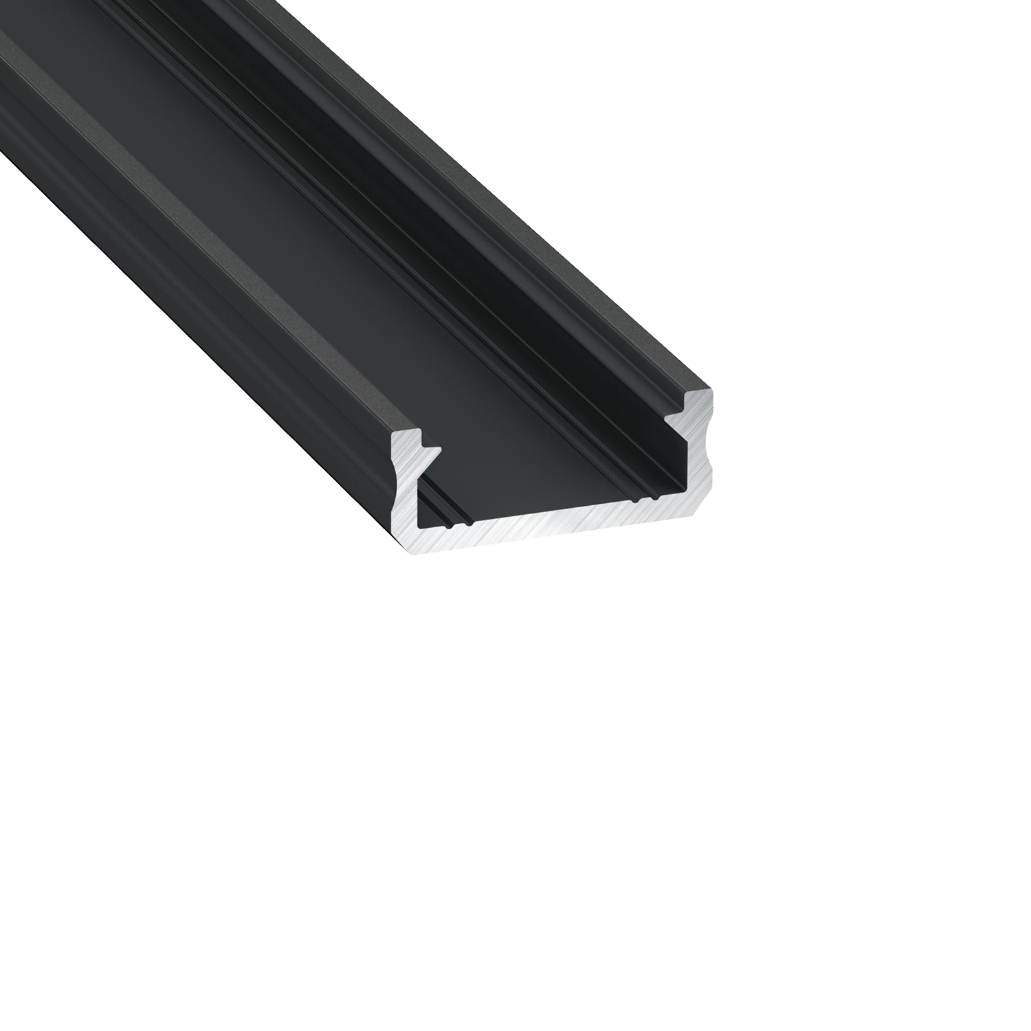 Aluminiumsprofil Type D 16x6,3mm 2,02m m/ endestykke + klipps, sort