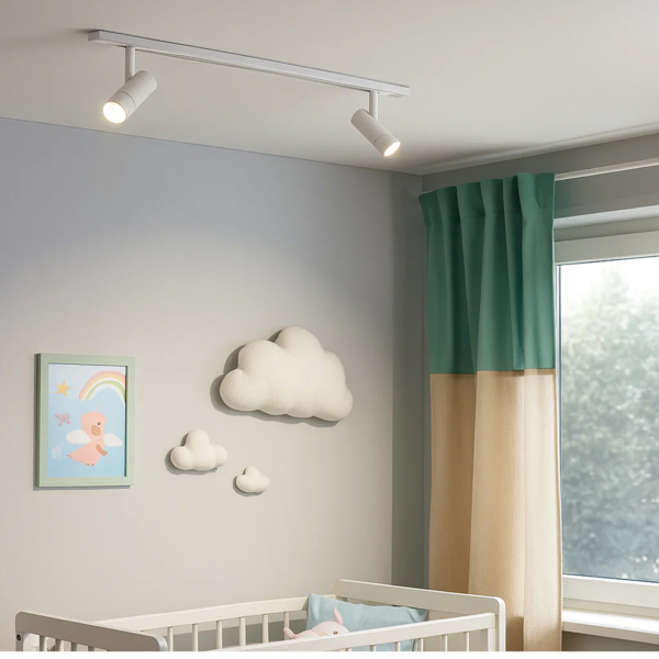 Cylinder 1 meter spotskinne 2 spotter Dim-to-Warm, hvit