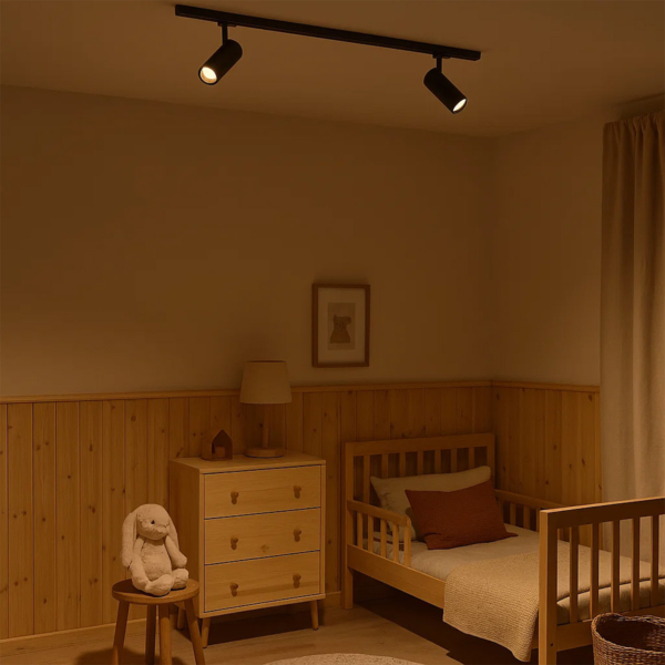 Cylinder 1 meter spotskinne 2 spotter Dim-to-Warm, sort