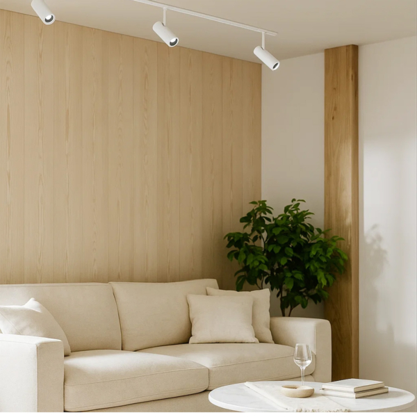 Cylinder 2 meter spotskinne 3 spotter 3000K, hvit