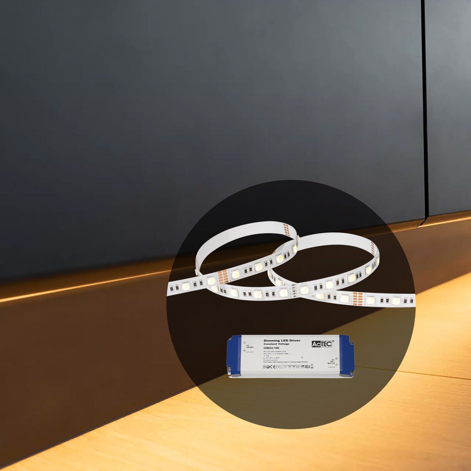 LED-strip + driver (dimbar) 28,8W/m, 3m