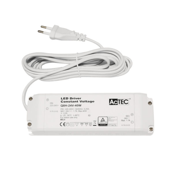 AcTec LED-driver 24V cv 40W IP20 3m kabel