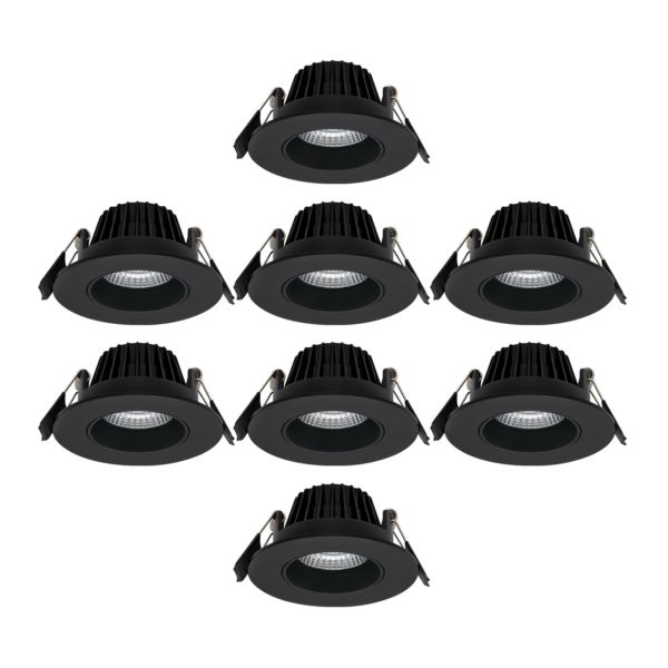 Icarus tiltbar downlight 7W 8-pakning, sort