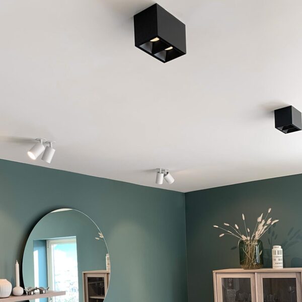 Kappa Rise dobbel utenpåliggende downlight, hvit/sort