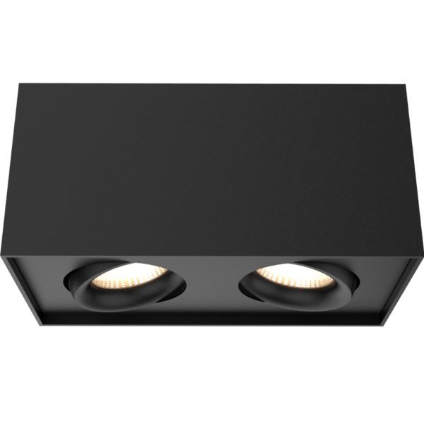 Tigrus 360° dobbel utenpåliggende downlight, sort