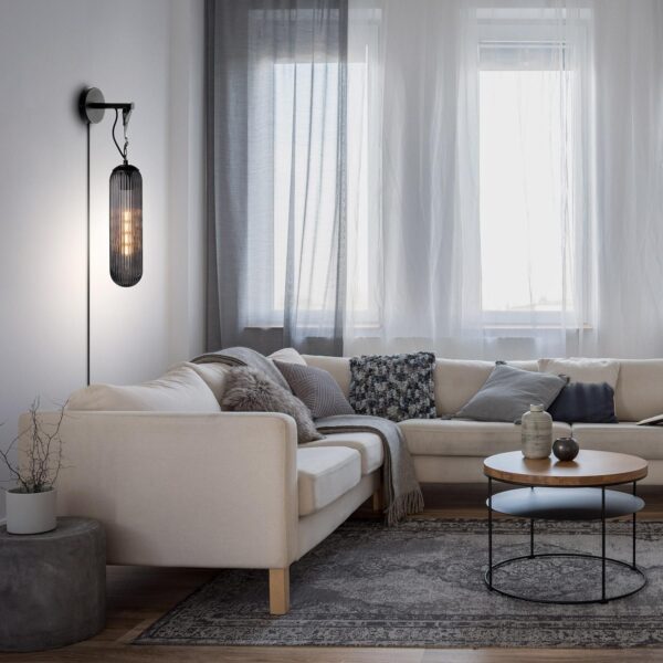 Tubus vegglampe, røkt glass