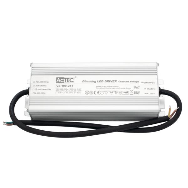 AcTec LED-driver 24V 100W IP67, fasekutt